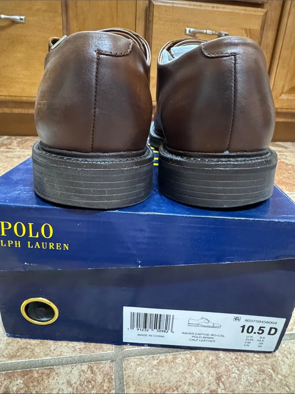 Polo by Ralph Lauren Brown Leather Double Monk Strap Oxfords